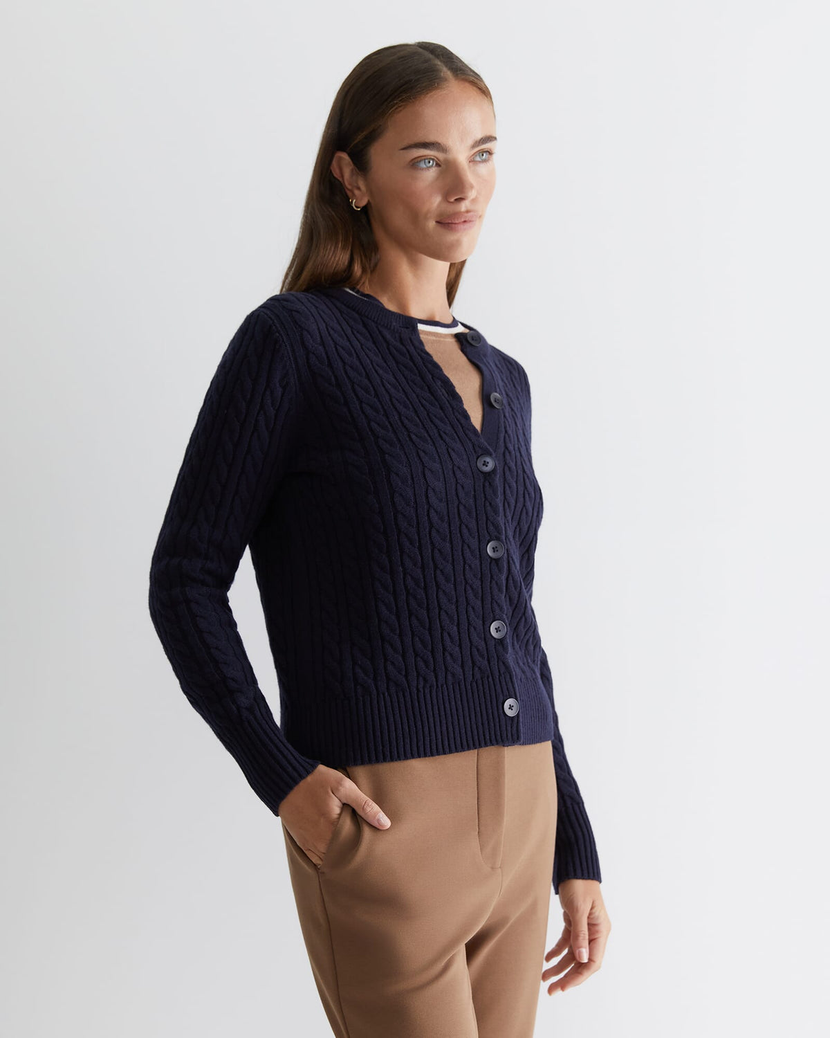 Cable Merino Cotton Cardigan