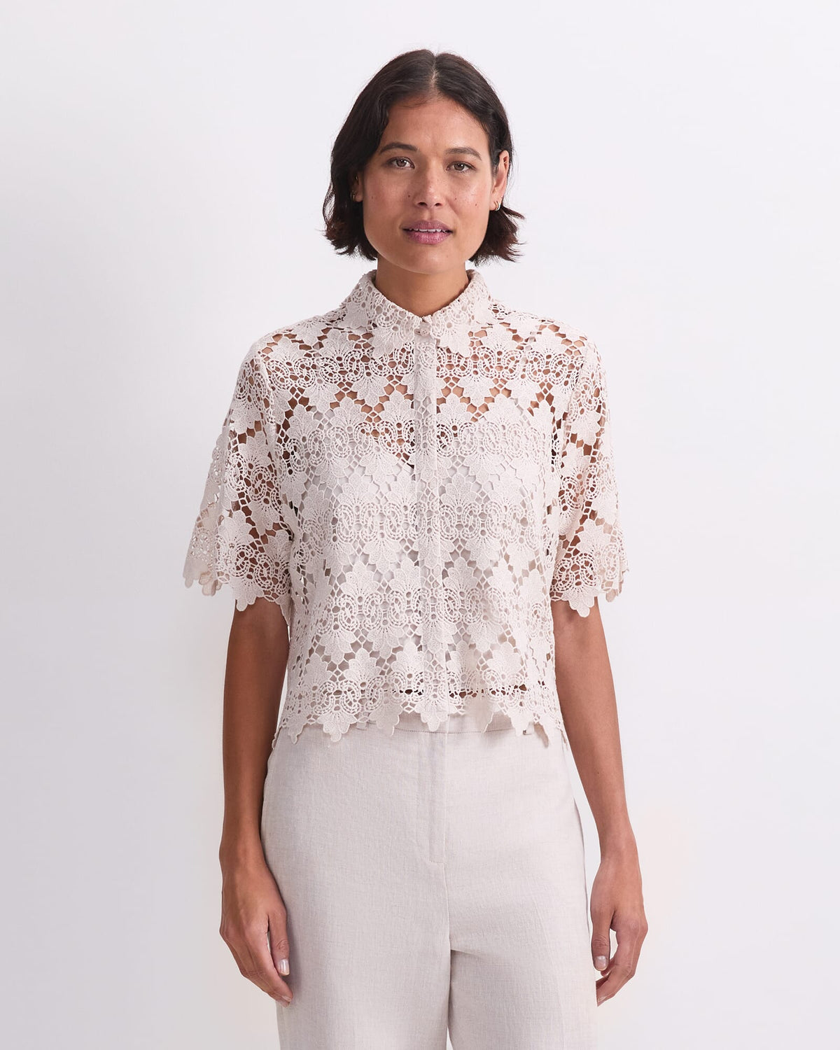 Ariana Lace Cropped Shirt