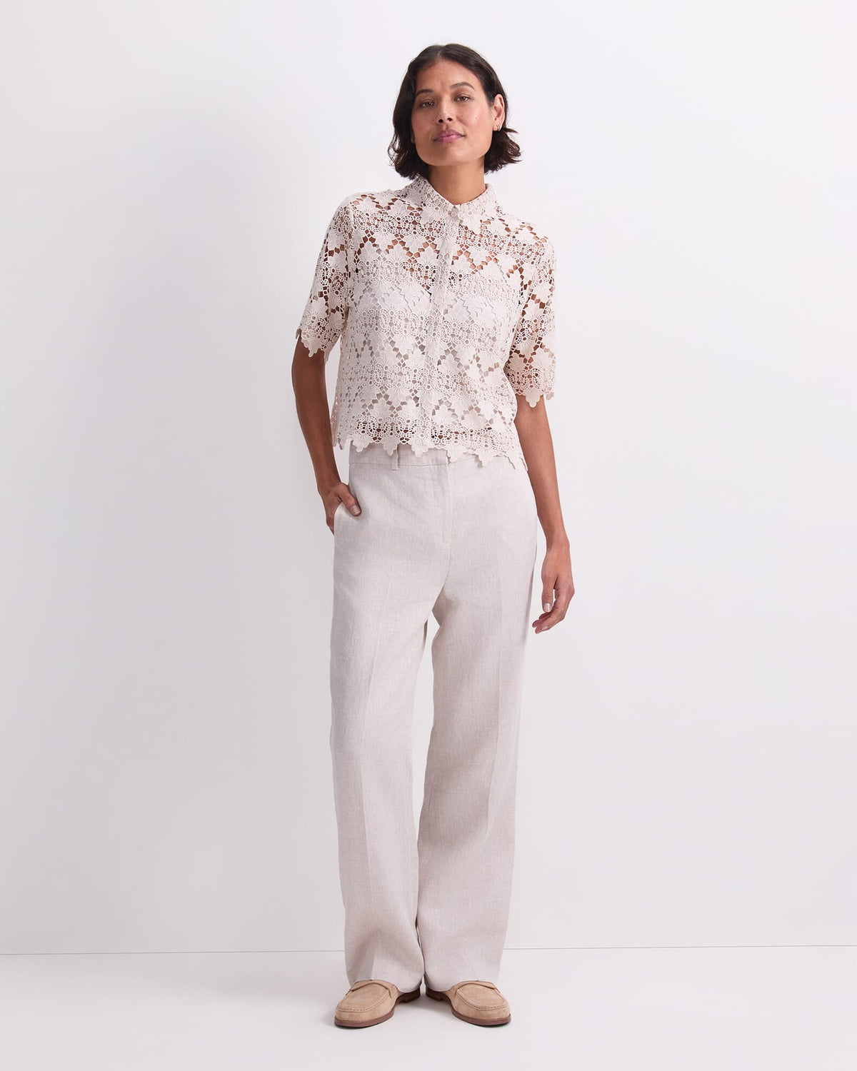 Ariana Lace Cropped Shirt
