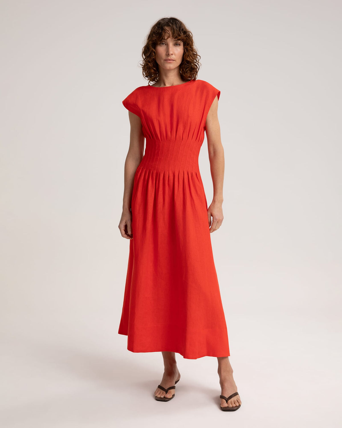 Ariana Pintuck Linen Dress
