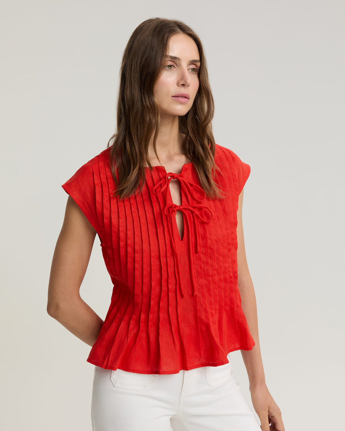 Ariana Pintuck Linen Blouse