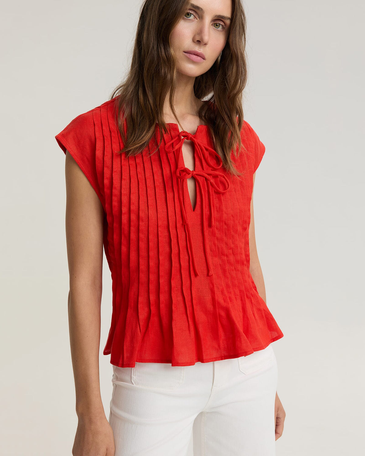Ariana Pintuck Linen Blouse