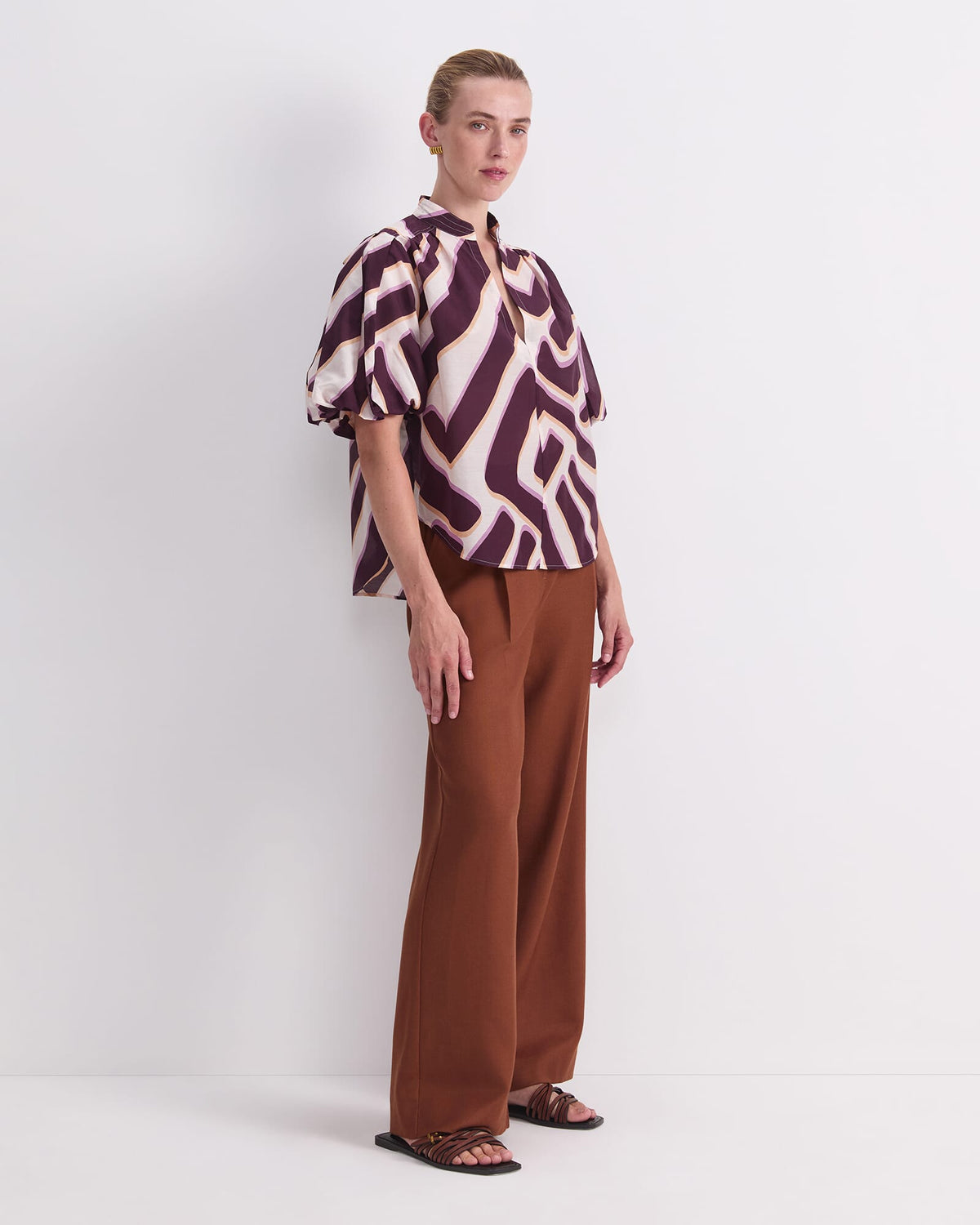 Penny Short Sleeve Cotton Silk Blouse