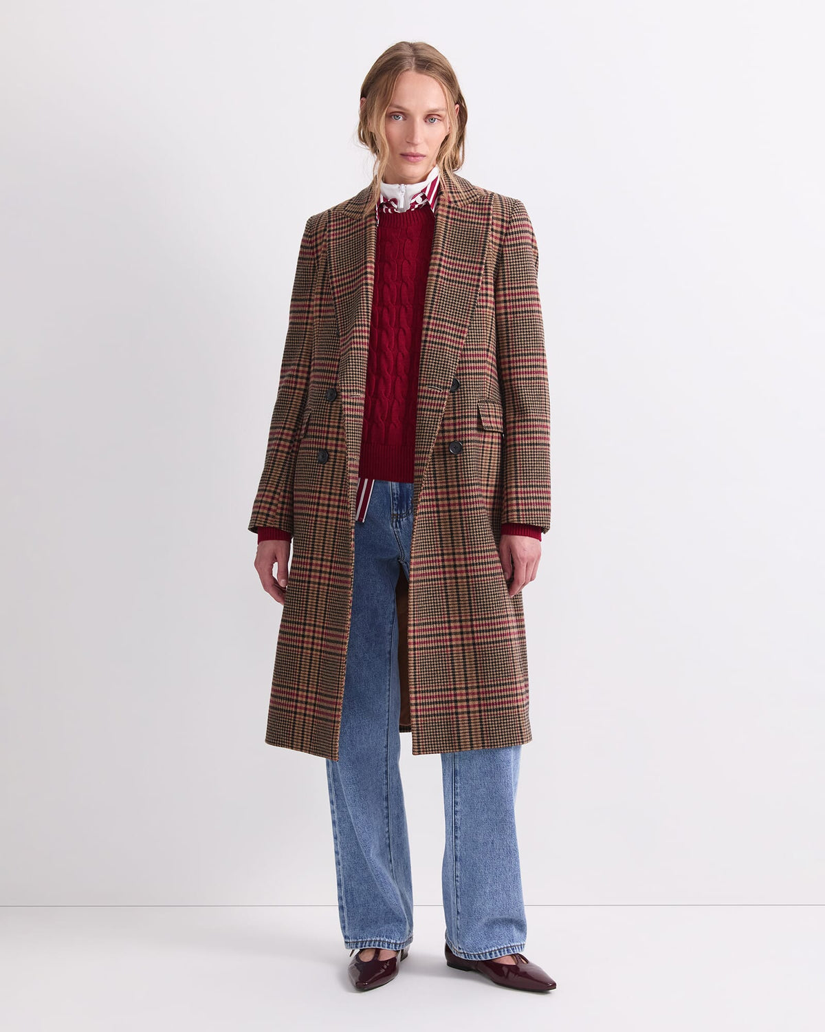 Gia Double Breasted Check Coat