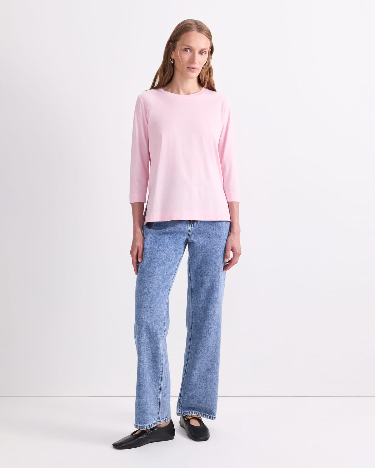 Mercerised Cotton Three Quarter Sleeve Tee