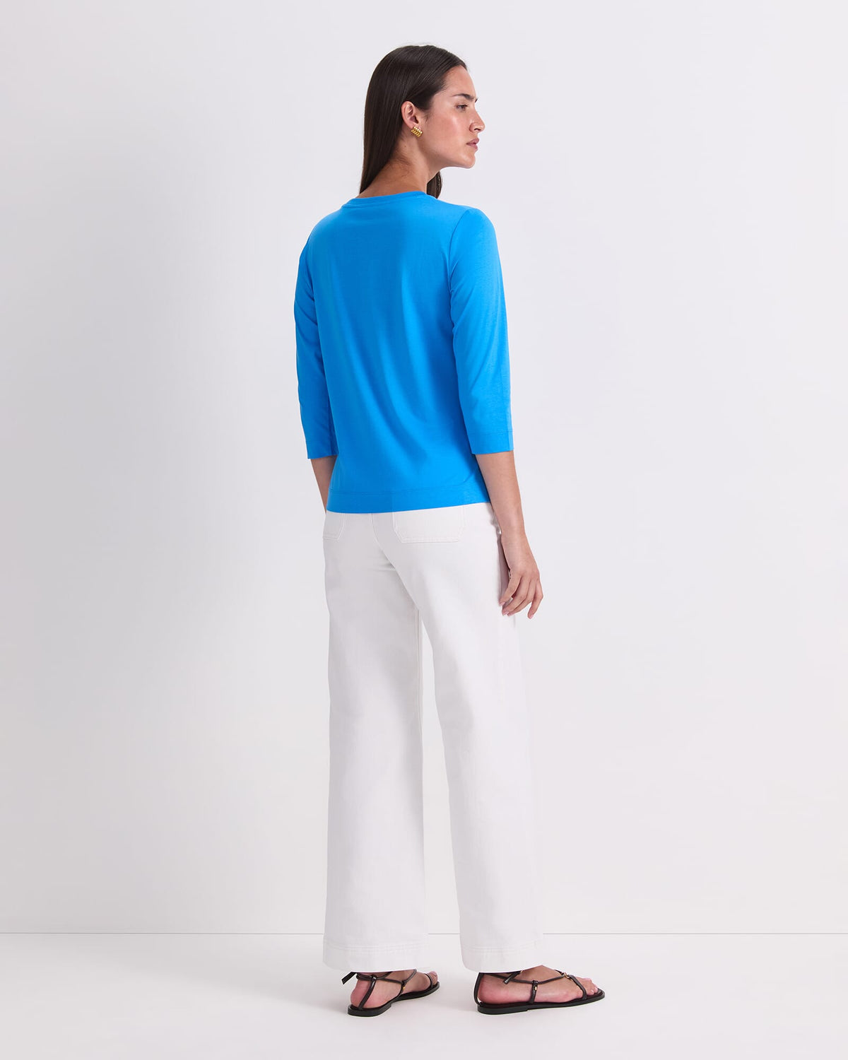 Mercerised Cotton Three Quarter Sleeve Tee