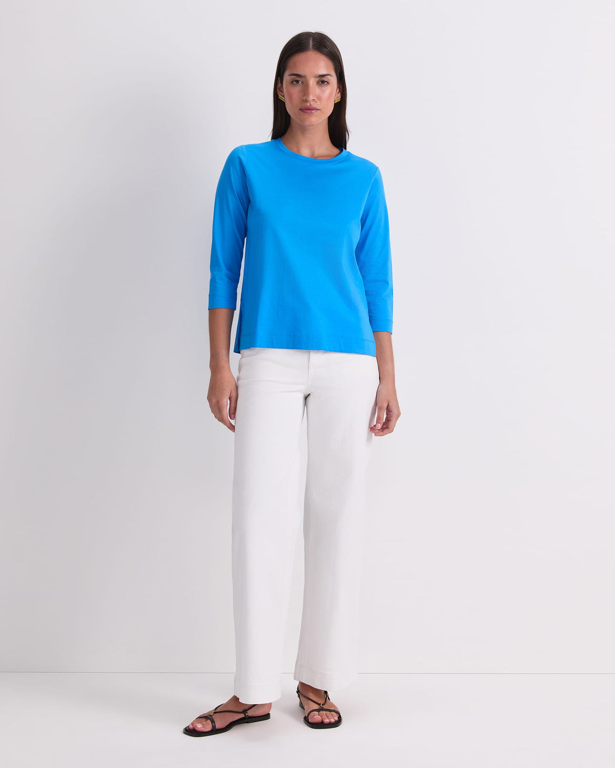 Mercerised Cotton Three Quarter Sleeve Tee