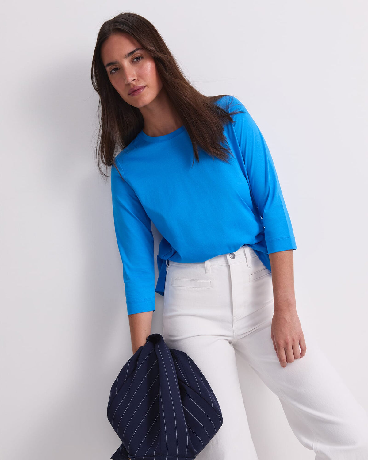 Mercerised Cotton Three Quarter Sleeve Tee