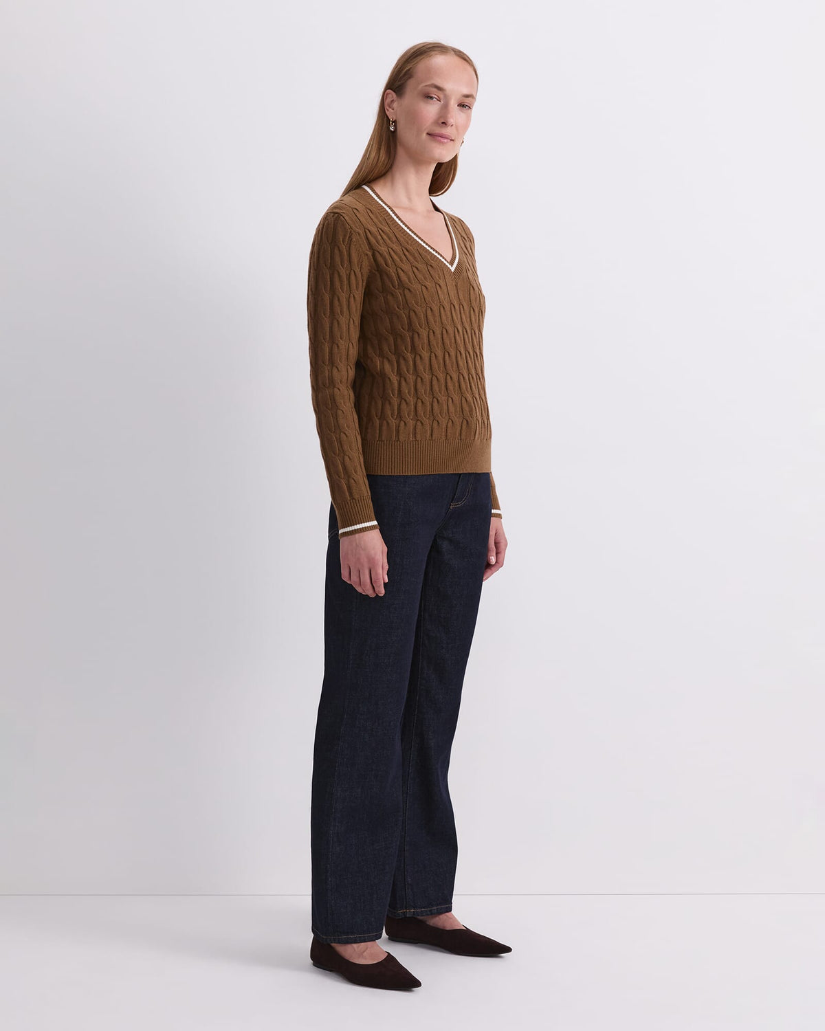 Merino Cable V-Neck Sweater