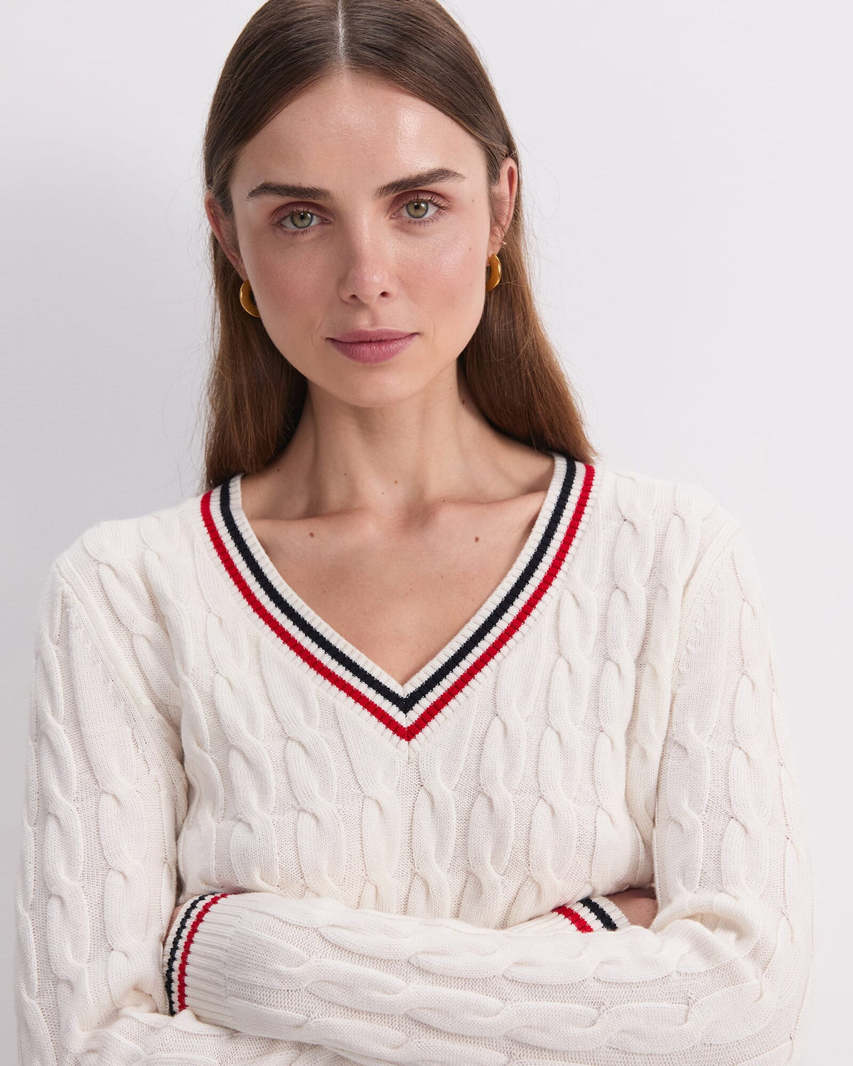 Merino Cable V-Neck Sweater