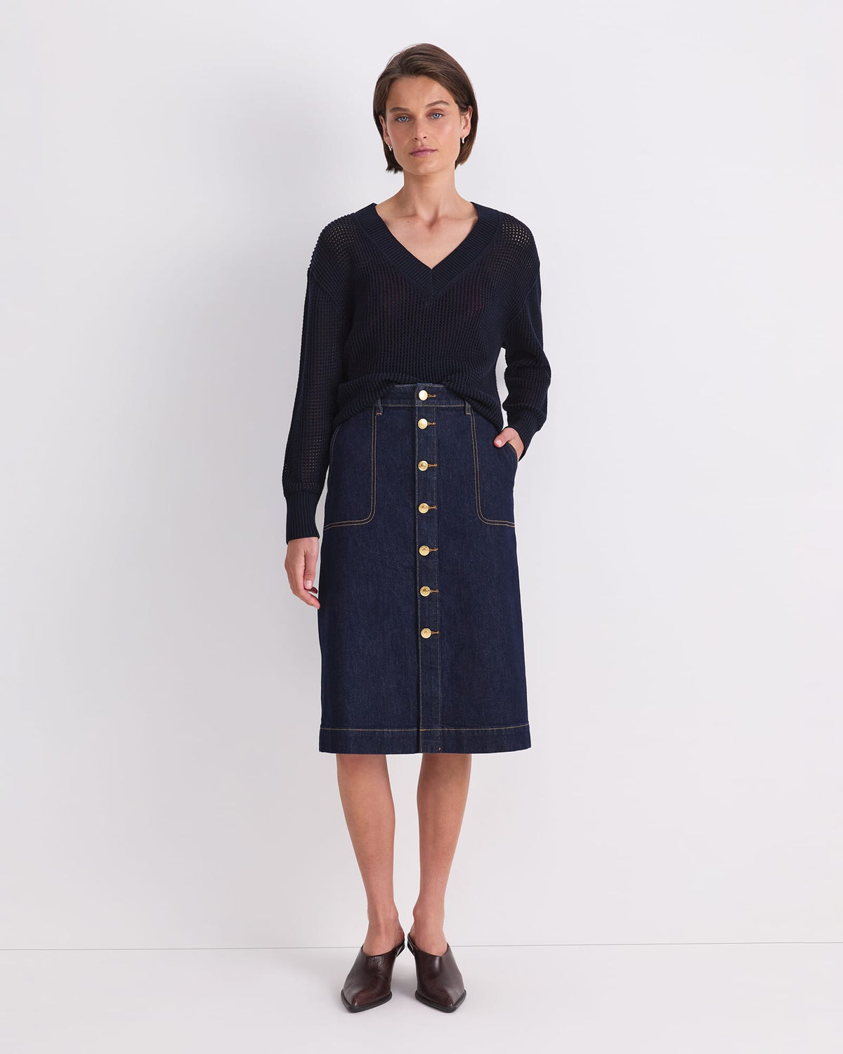 Peyton Denim Midi Skirt