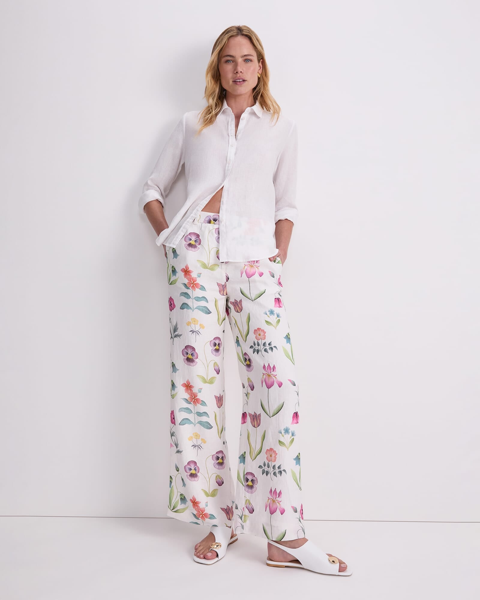パンツ usual YUI PANTS LIBERTY FLOWER PRINT Floral Majesty Liberty Pant - White/Multi | Sportscraft