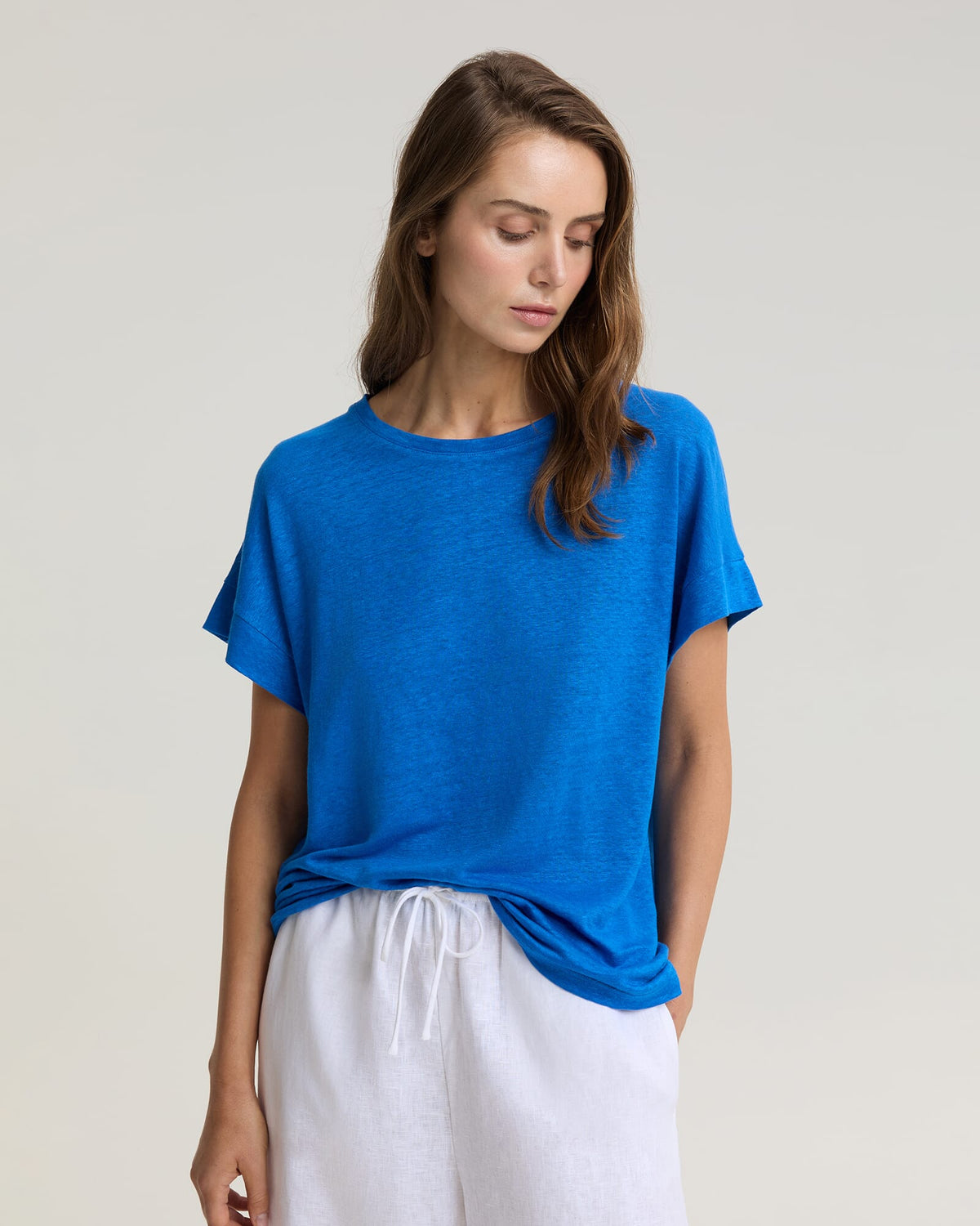 Tonia Crew Neck Linen Tee