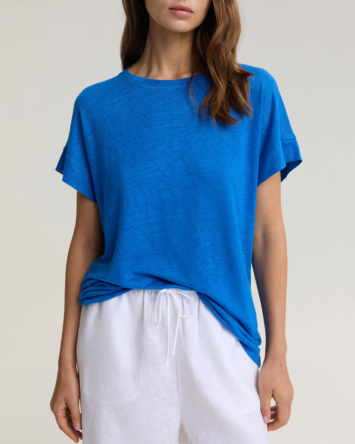 Tonia Crew Neck Linen Tee