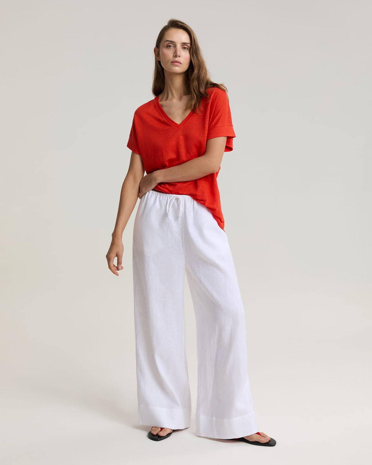 Tonia V-Neck Linen Tee