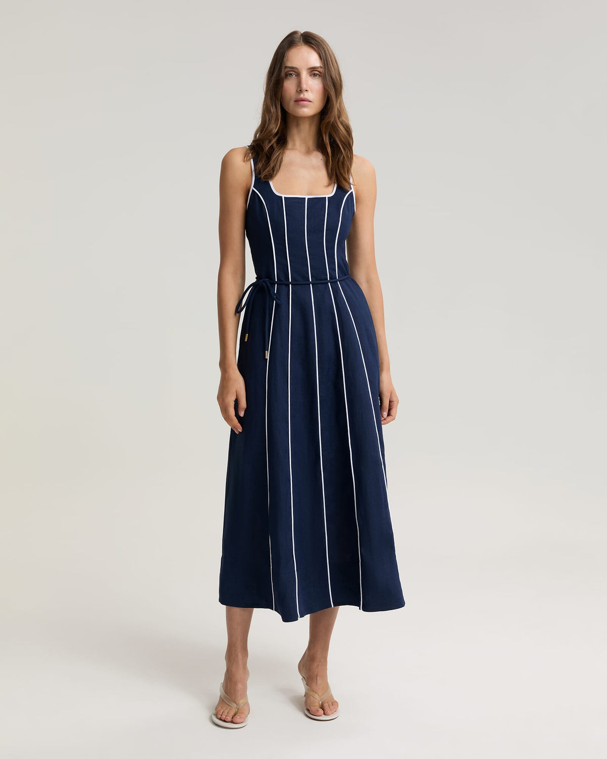 Ivy Linen Piping Dress