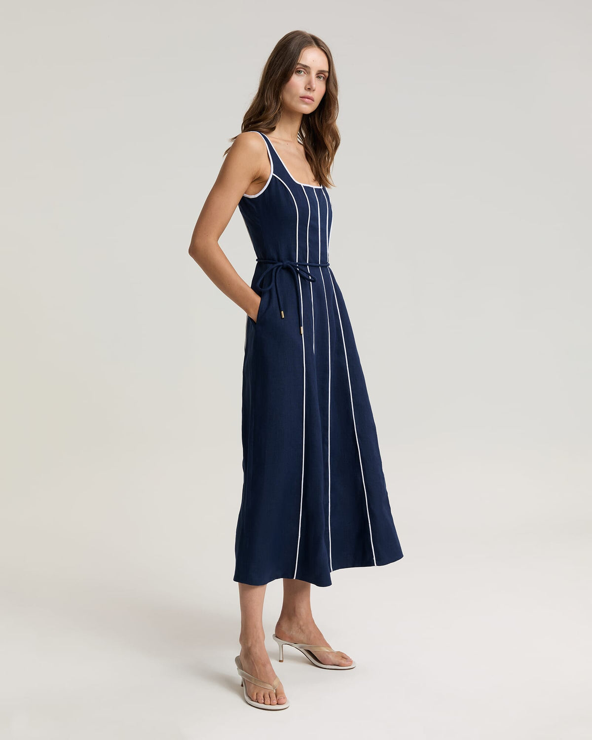 Ivy Linen Piping Dress