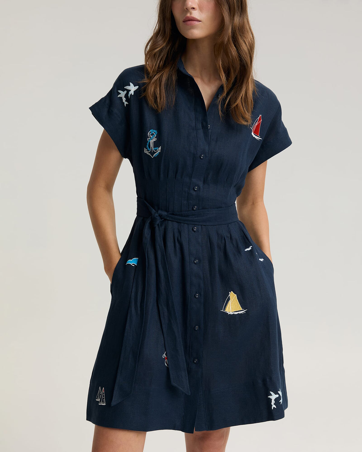 Ariana Embroidered Linen Dress