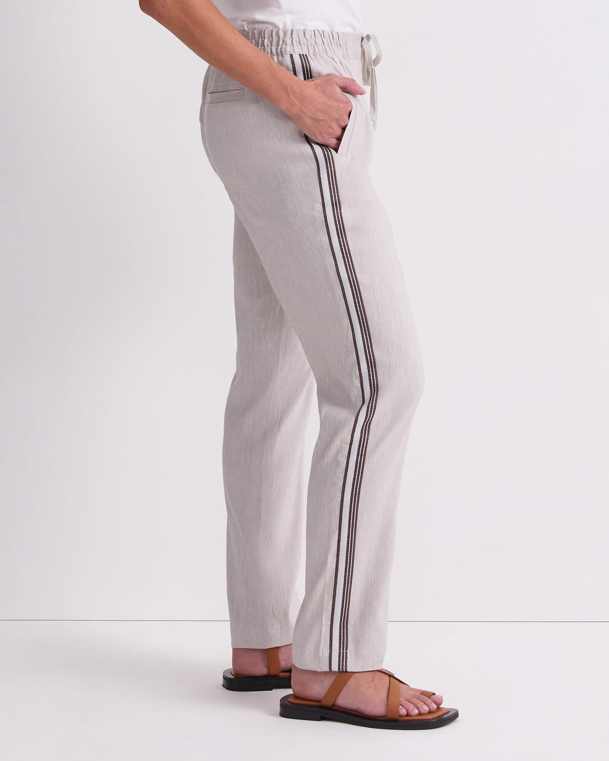Rosa Side Stripe Linen Pant