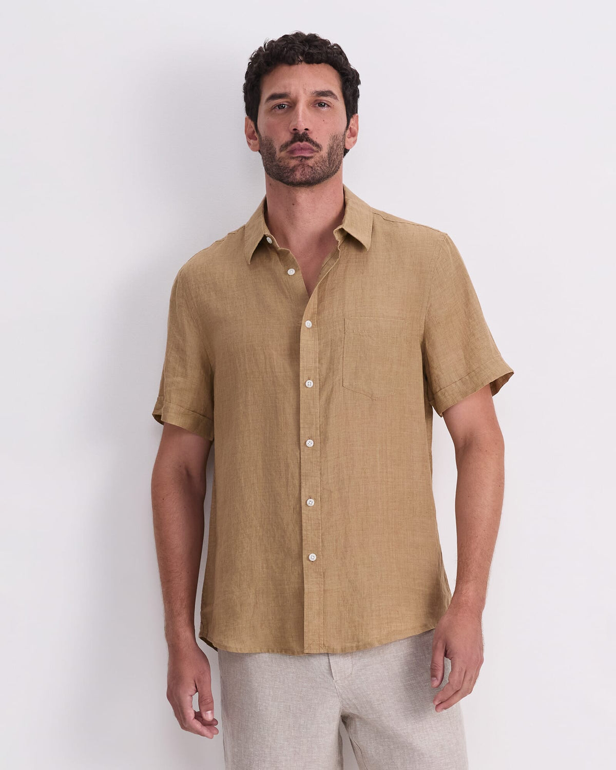 Short Sleeve Delave Linen Shirt