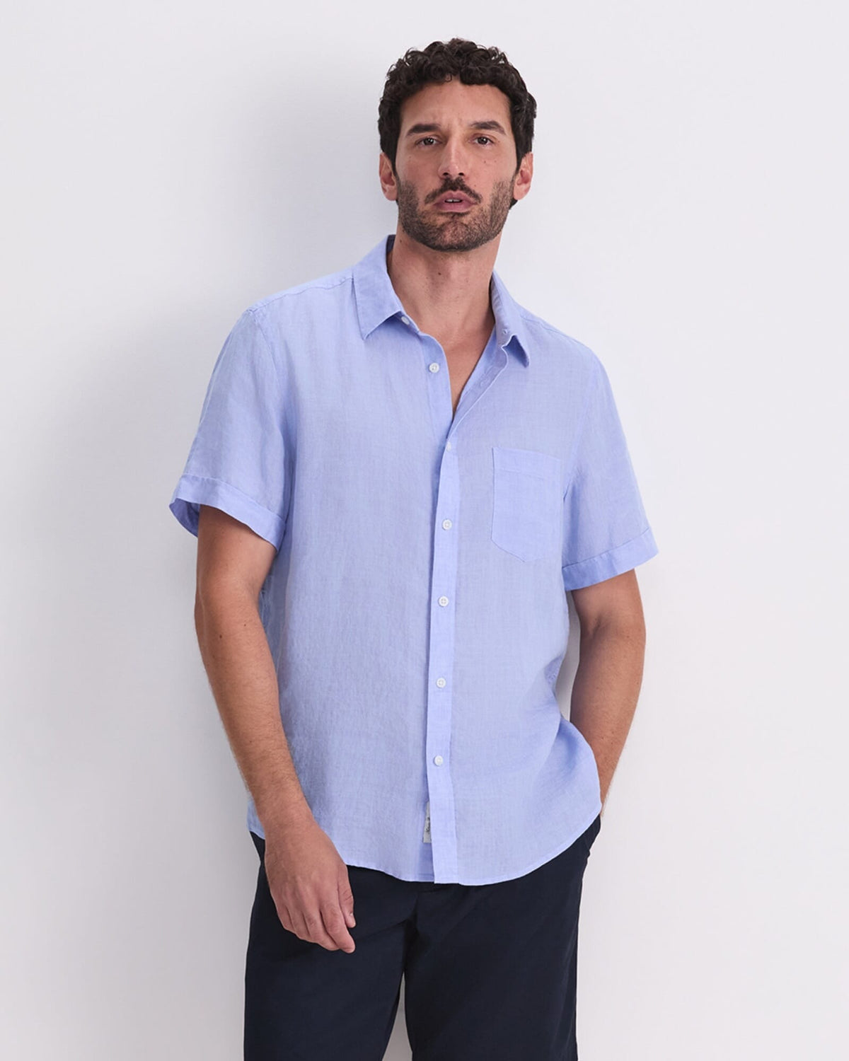 Short Sleeve Delave Linen Shirt