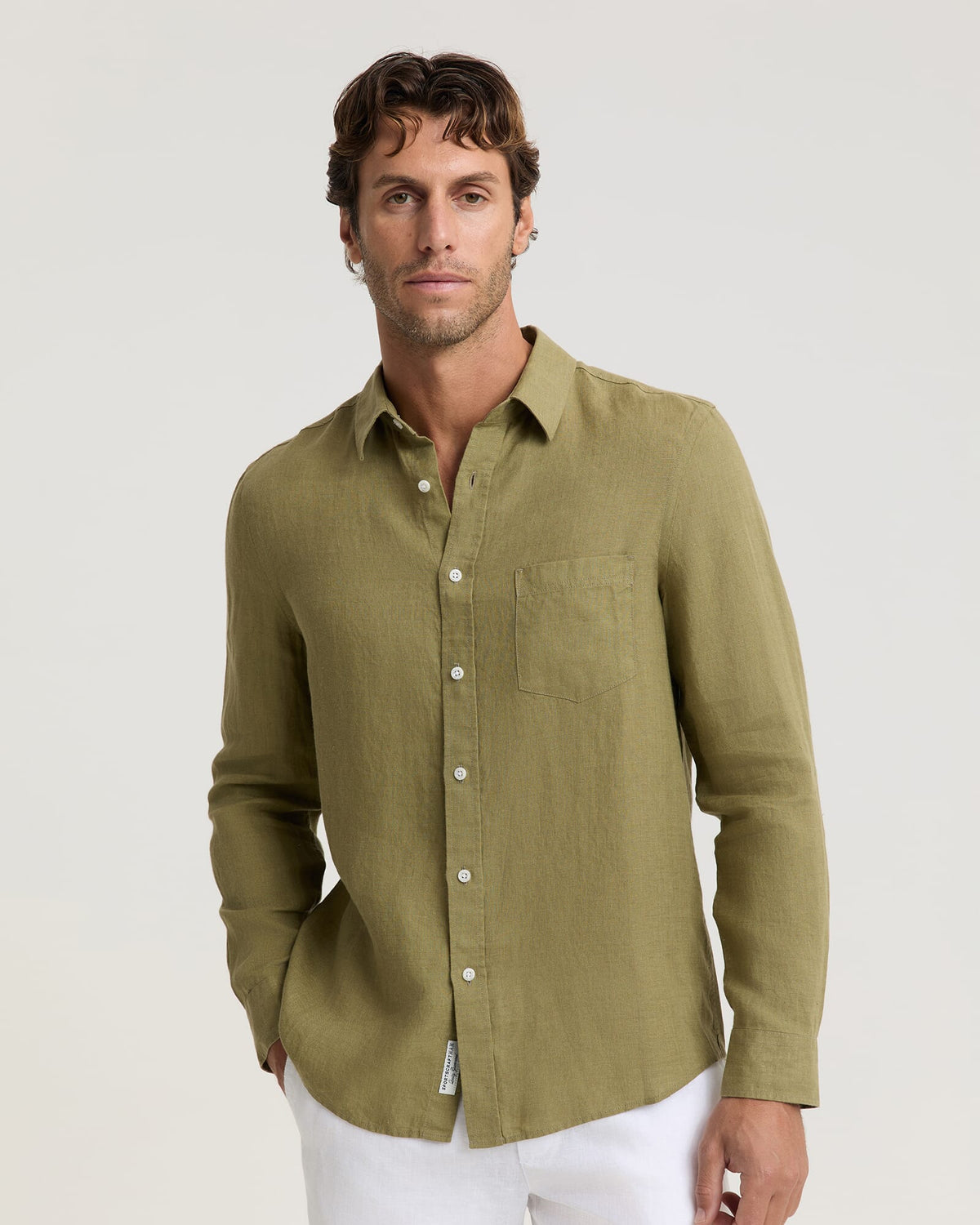 Long Sleeve Linen Yarn-Dyed Shirt