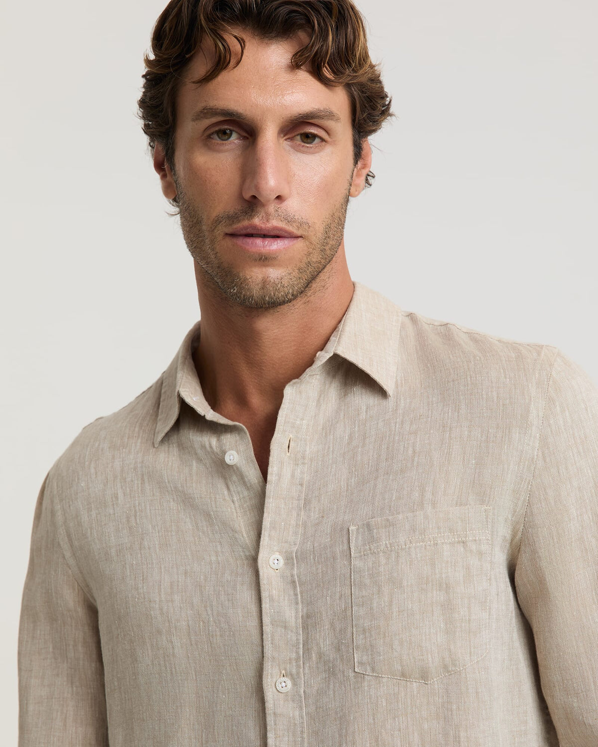 Long Sleeve Linen Yarn-Dyed Shirt