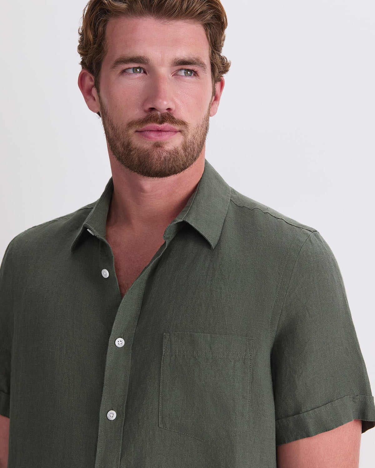 Short Sleeve Yarn-Dyed Linen Shirt