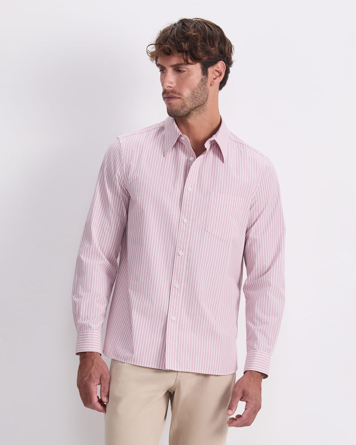 Long Sleeve Stripe Poplin Shirt