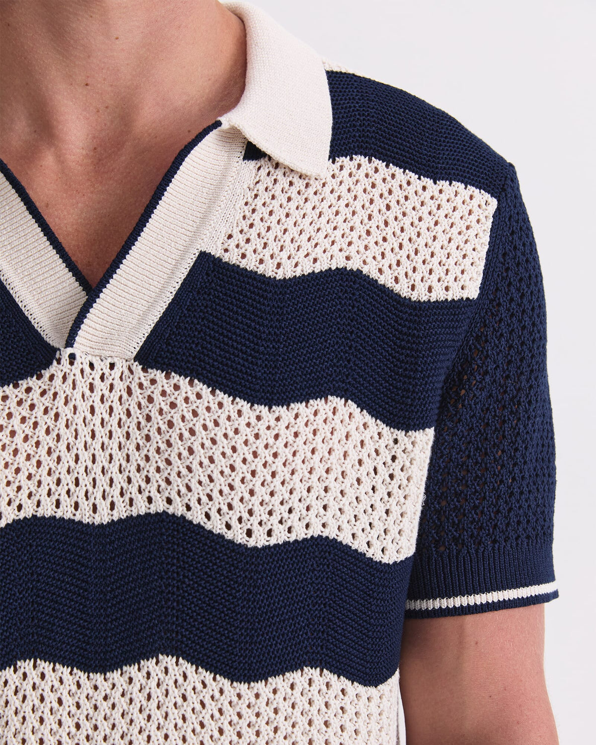Wave Stripe Knit Polo
