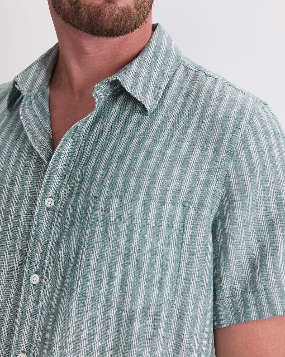 Linen Short Sleeve Stripe Shirt