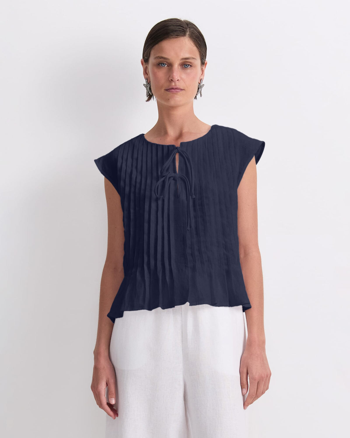 Ariana Pintuck Linen Blouse