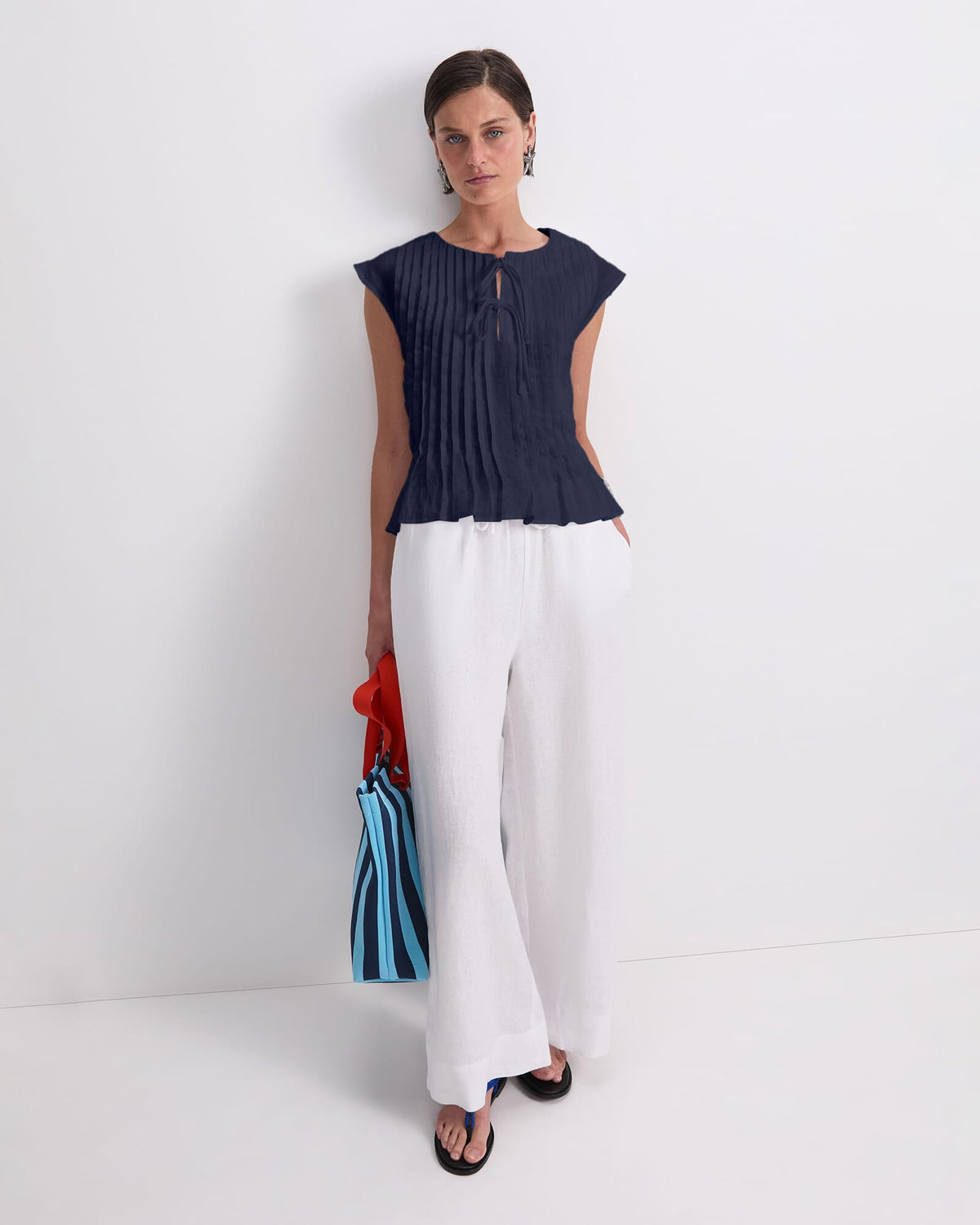 Ariana Pintuck Linen Blouse