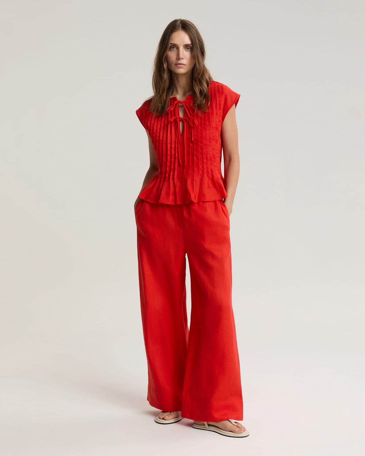 Ariana Pintuck Linen Blouse