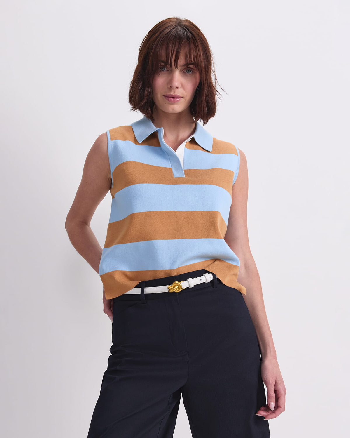 Knit Sleeveless Polo Tank