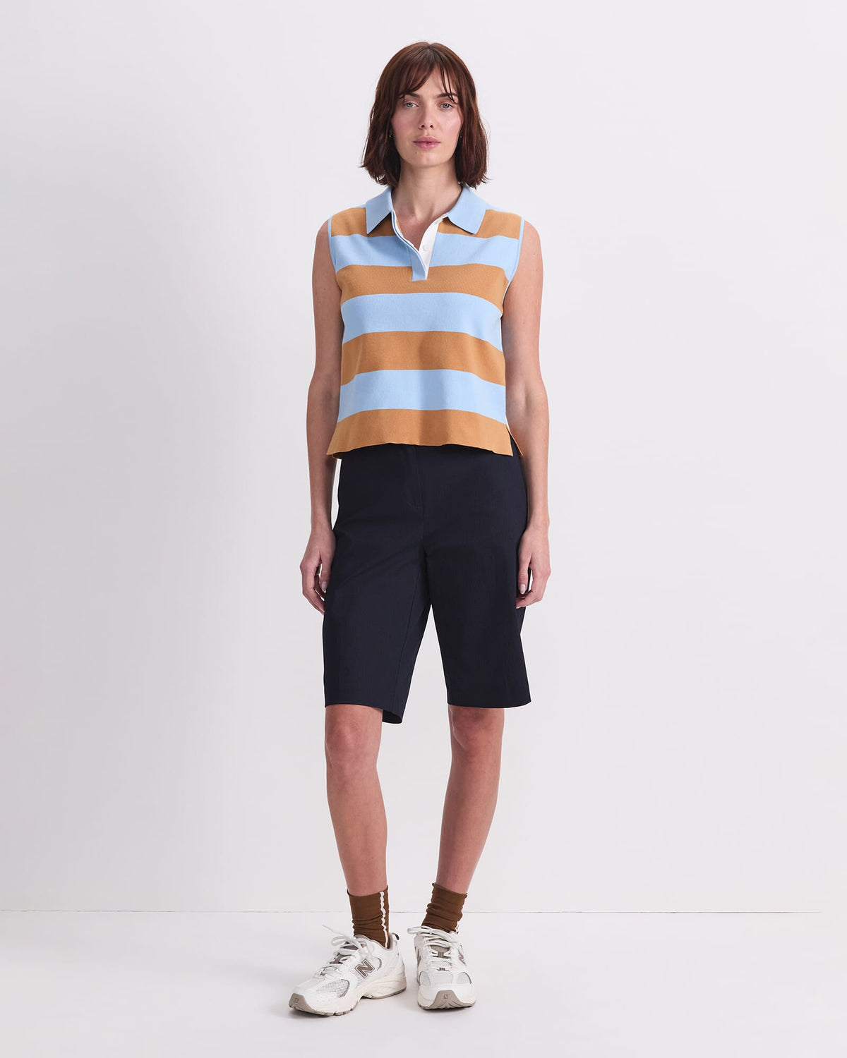 Knit Sleeveless Polo Tank