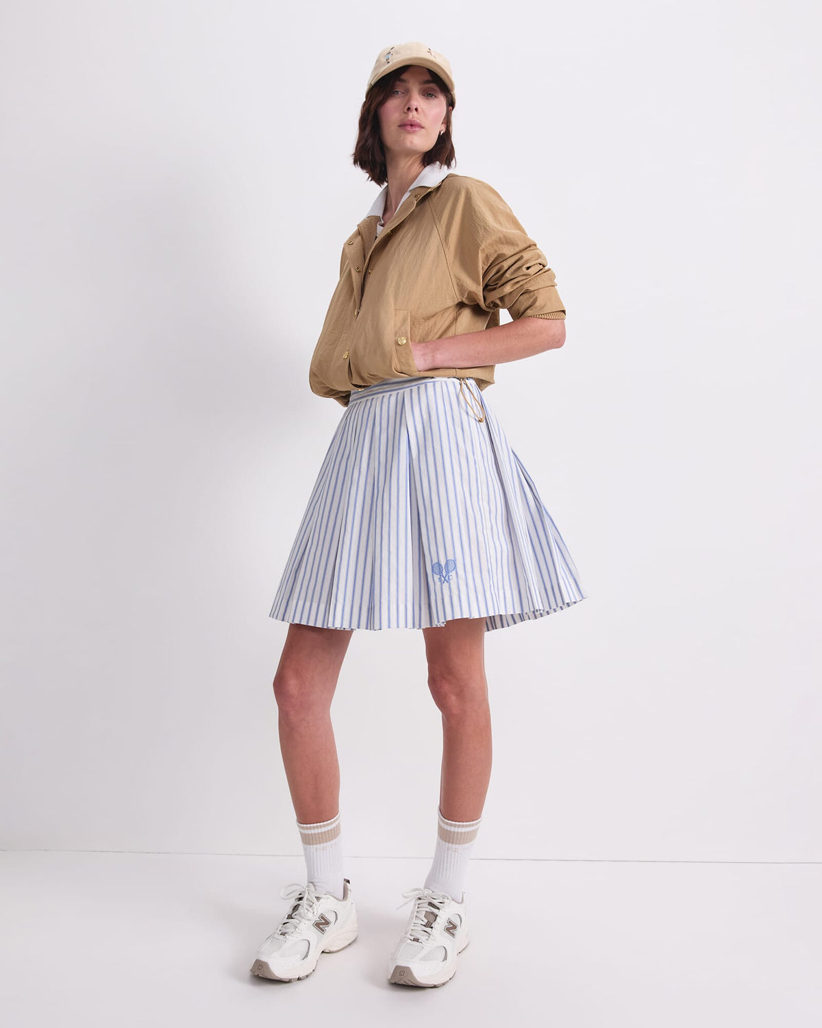 Logo Stripe Tennis Skirt
