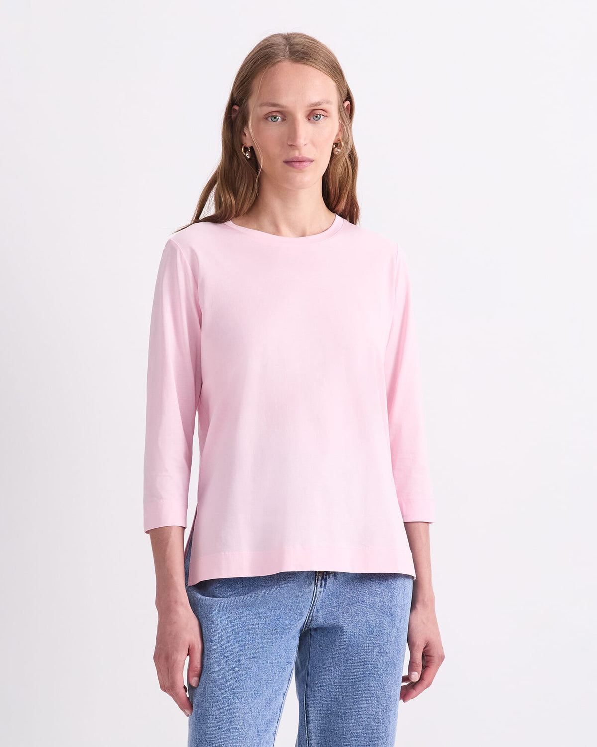 Mercerised Cotton Three Quarter Sleeve Tee