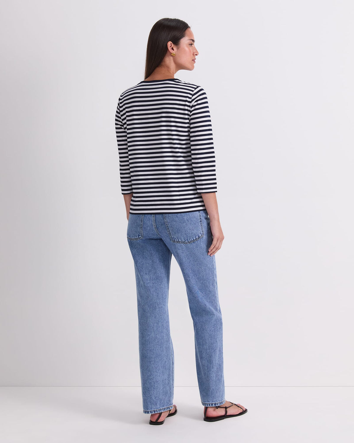 Mercerised Cotton Three Quarter Sleeve Tee