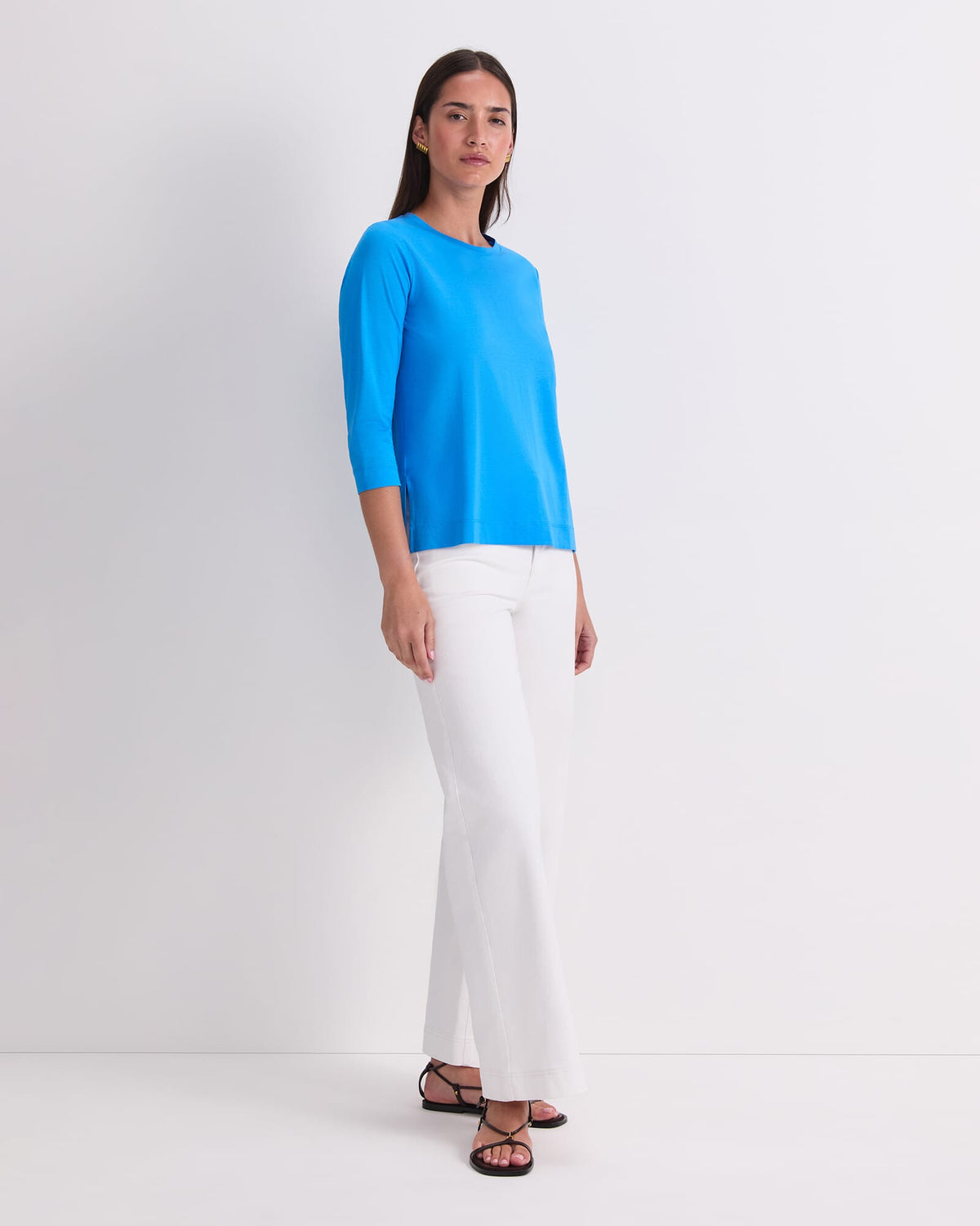 Mercerised Cotton Three Quarter Sleeve Tee