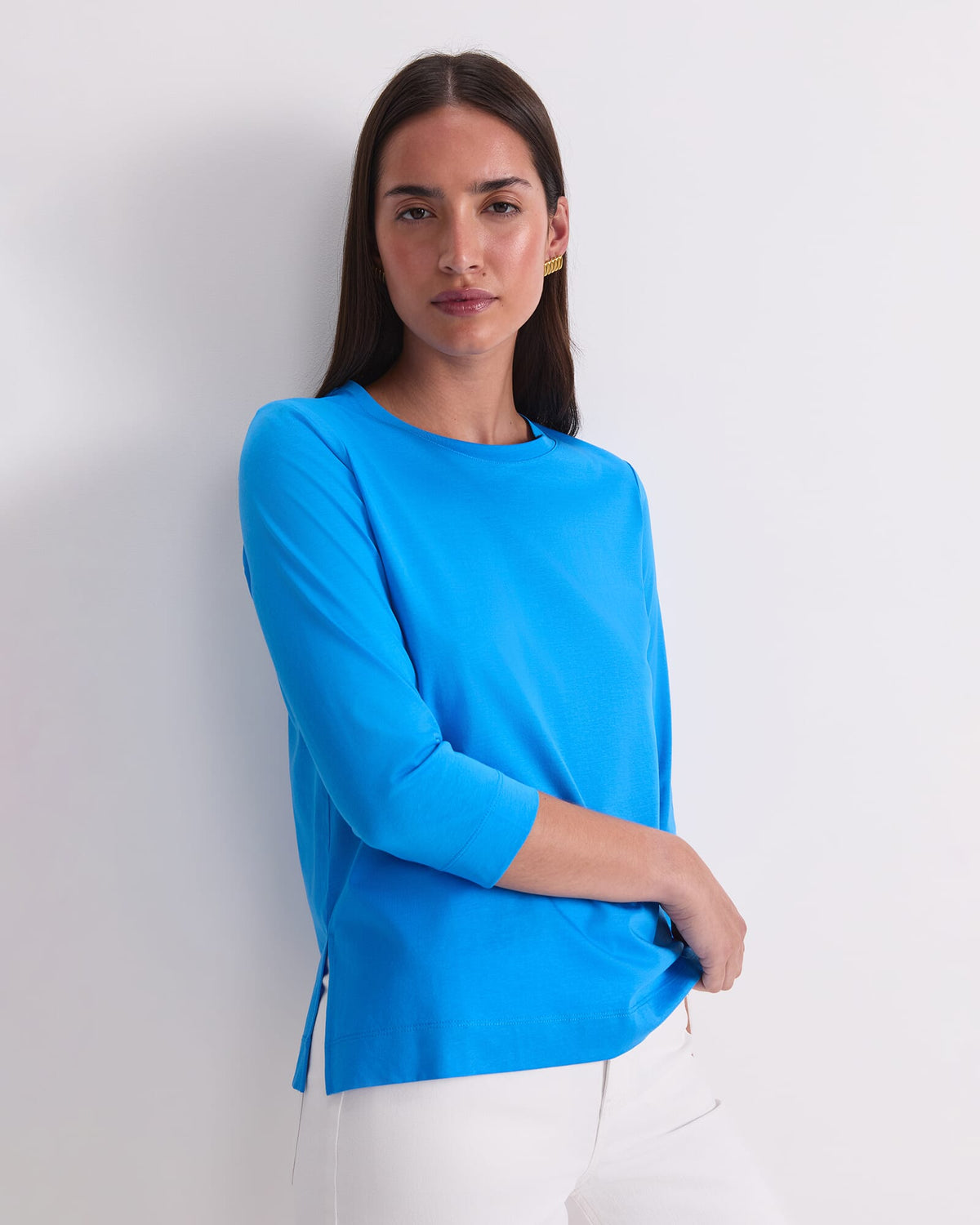 Mercerised Cotton Three Quarter Sleeve Tee