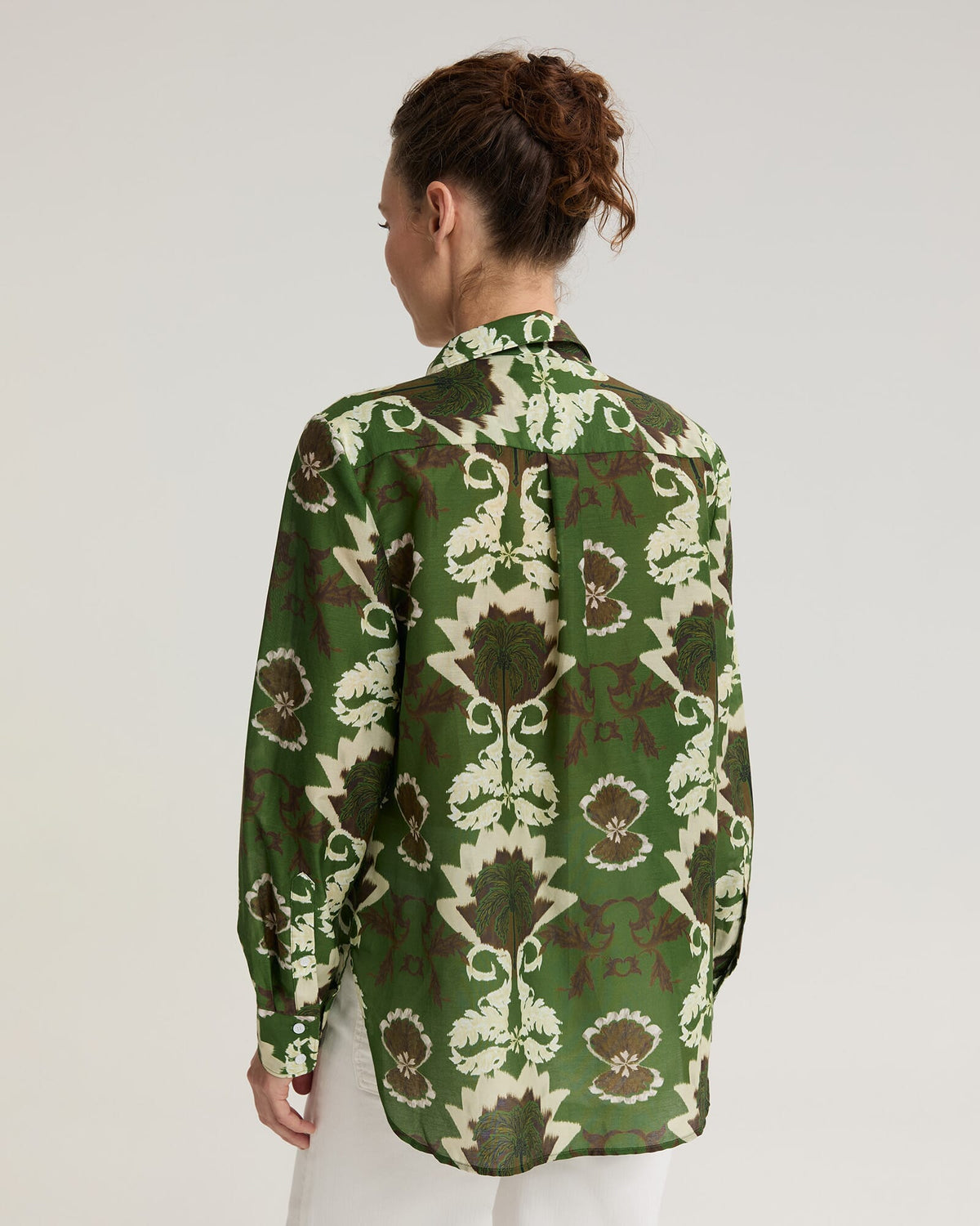 Palm Print Cotton Silk Shirt