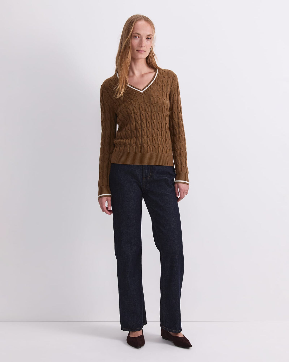 Merino Cable V-Neck Sweater