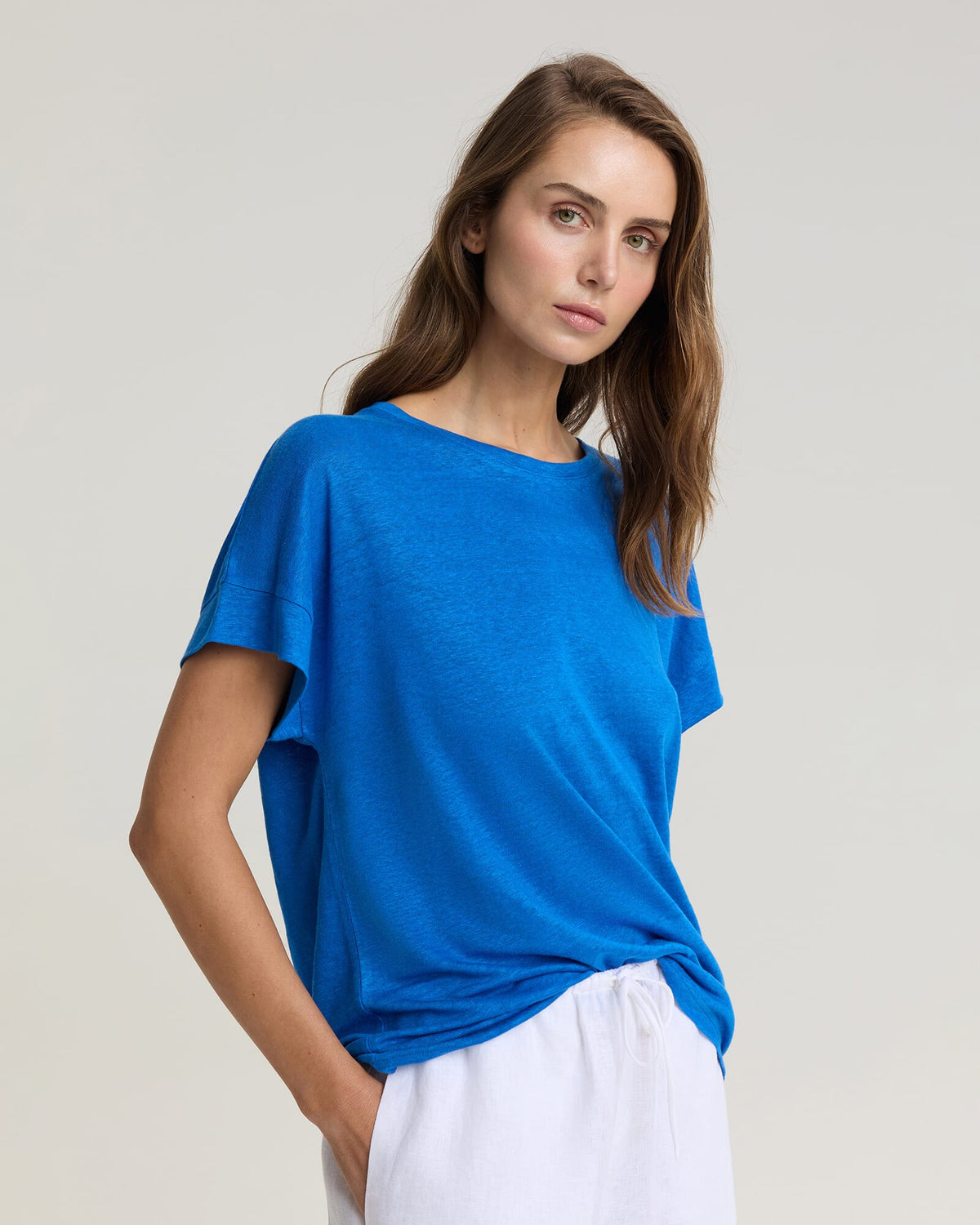 Tonia Crew Neck Linen Tee