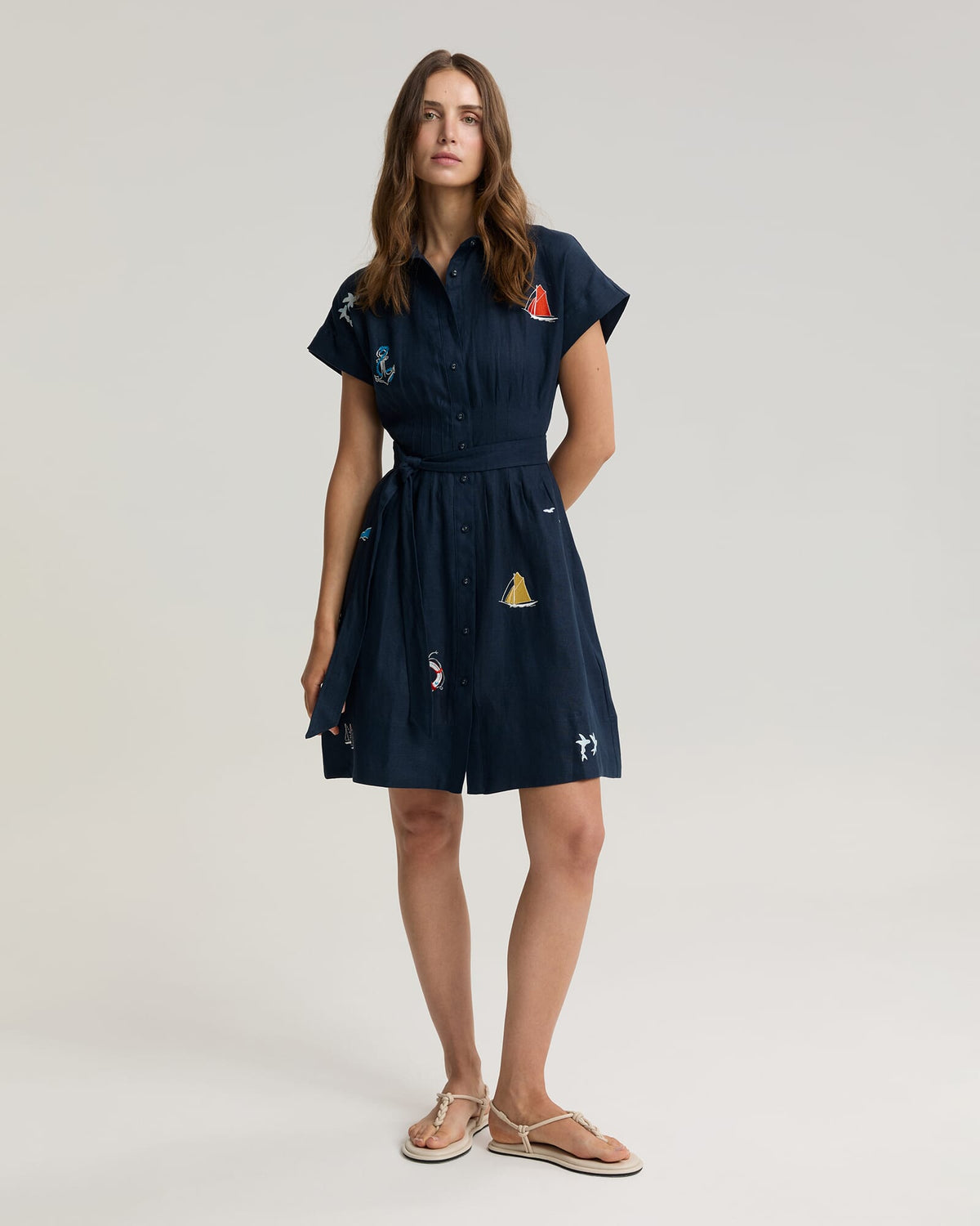 Ariana Embroidered Linen Dress
