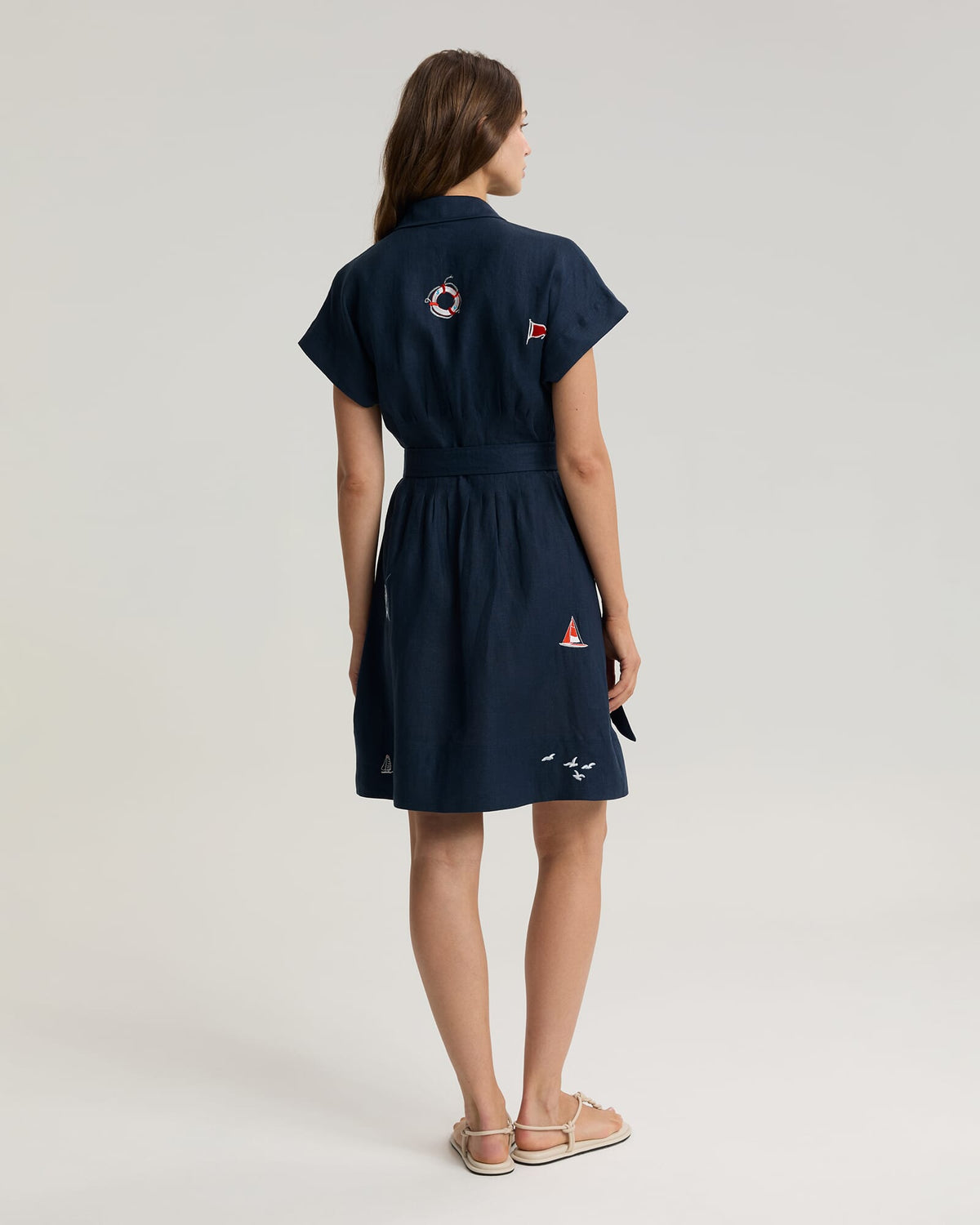 Ariana Embroidered Linen Dress