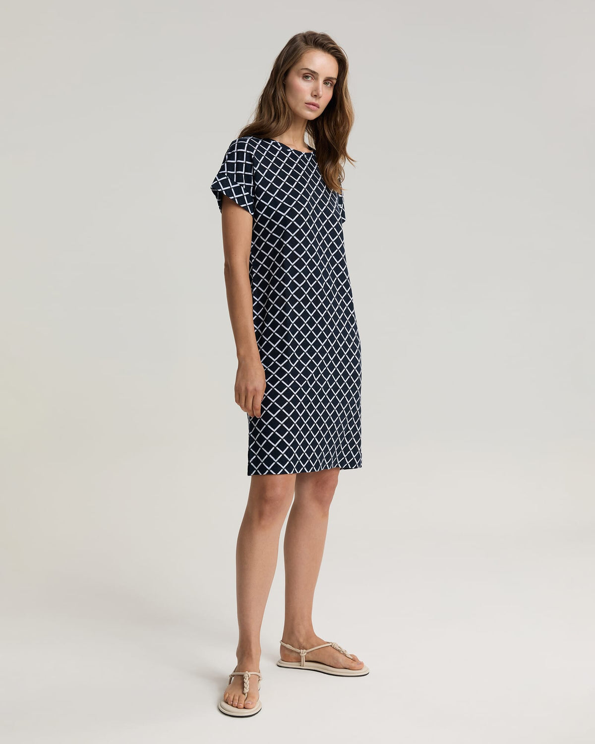 Geo Print Linen Mini Dress