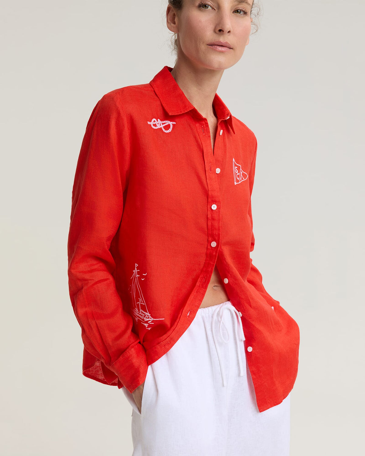 Dahlia Embroidered Linen Shirt
