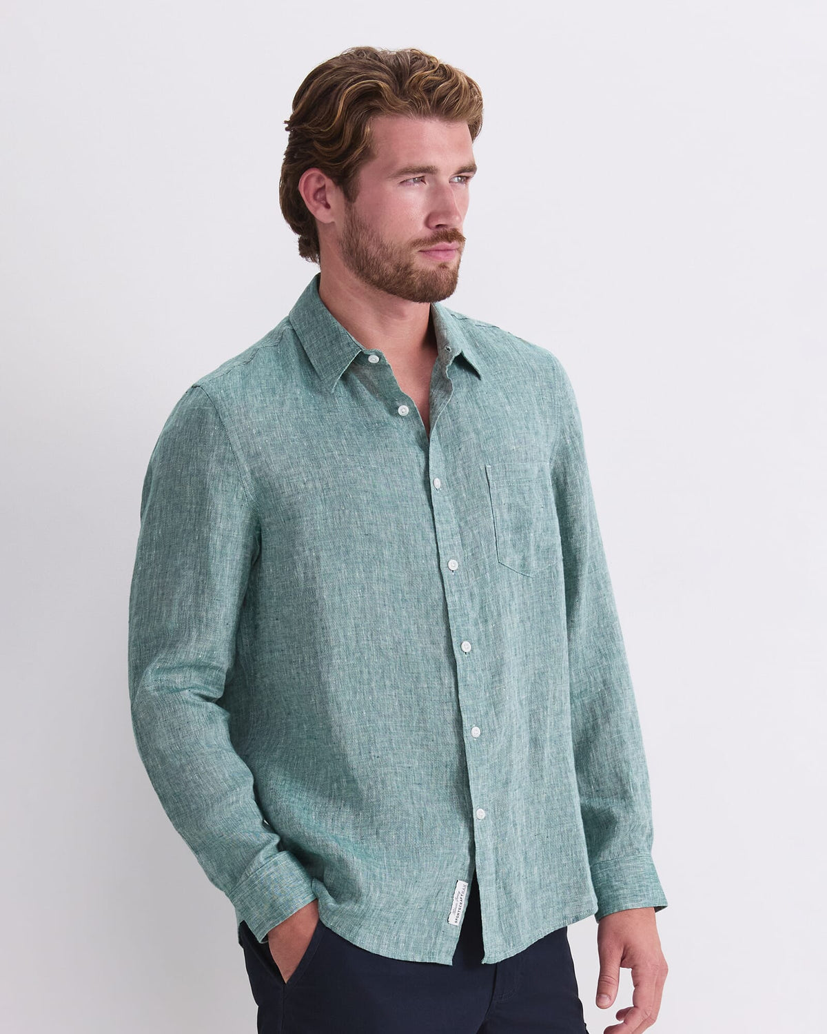 Long Sleeve Linen Yarn-Dyed Shirt