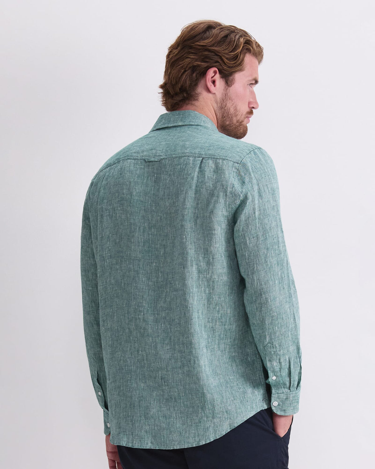 Long Sleeve Linen Yarn-Dyed Shirt